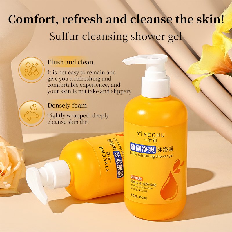 Yiyechu Showel Gel Factory Nourishing Body Wash Sulphur Anti Mite Refreshing Body Cleanser Deep-cleansing Anti Mite Shower Gel