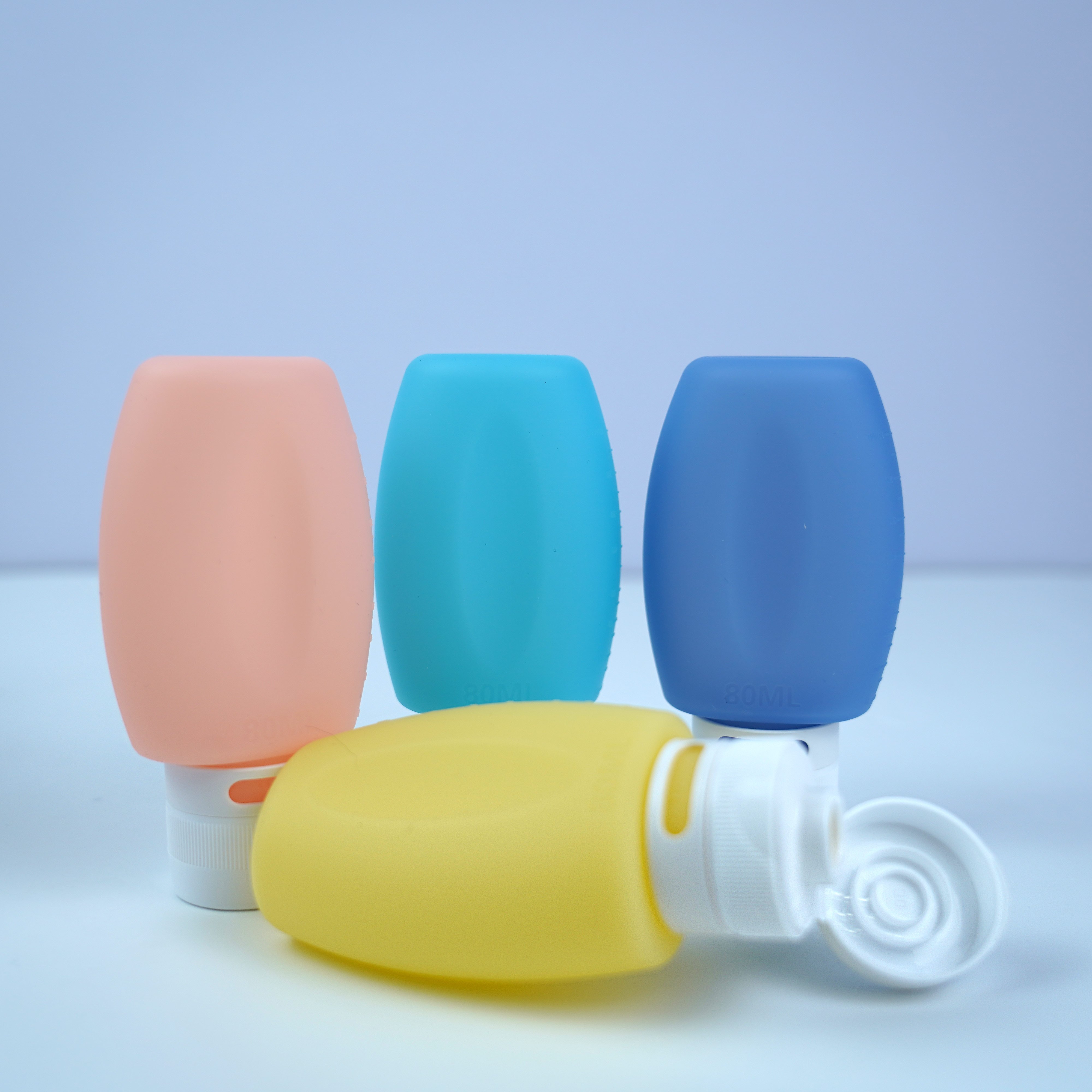 80ml Refillable Portable Cosmetic Lotion Shampoo Silicone Travel Toilery Bottles Kit Set