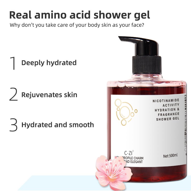 Amino acid shower gel green formula whitening shower gel moisturizing easy cleaning foam rich color shower gel spot