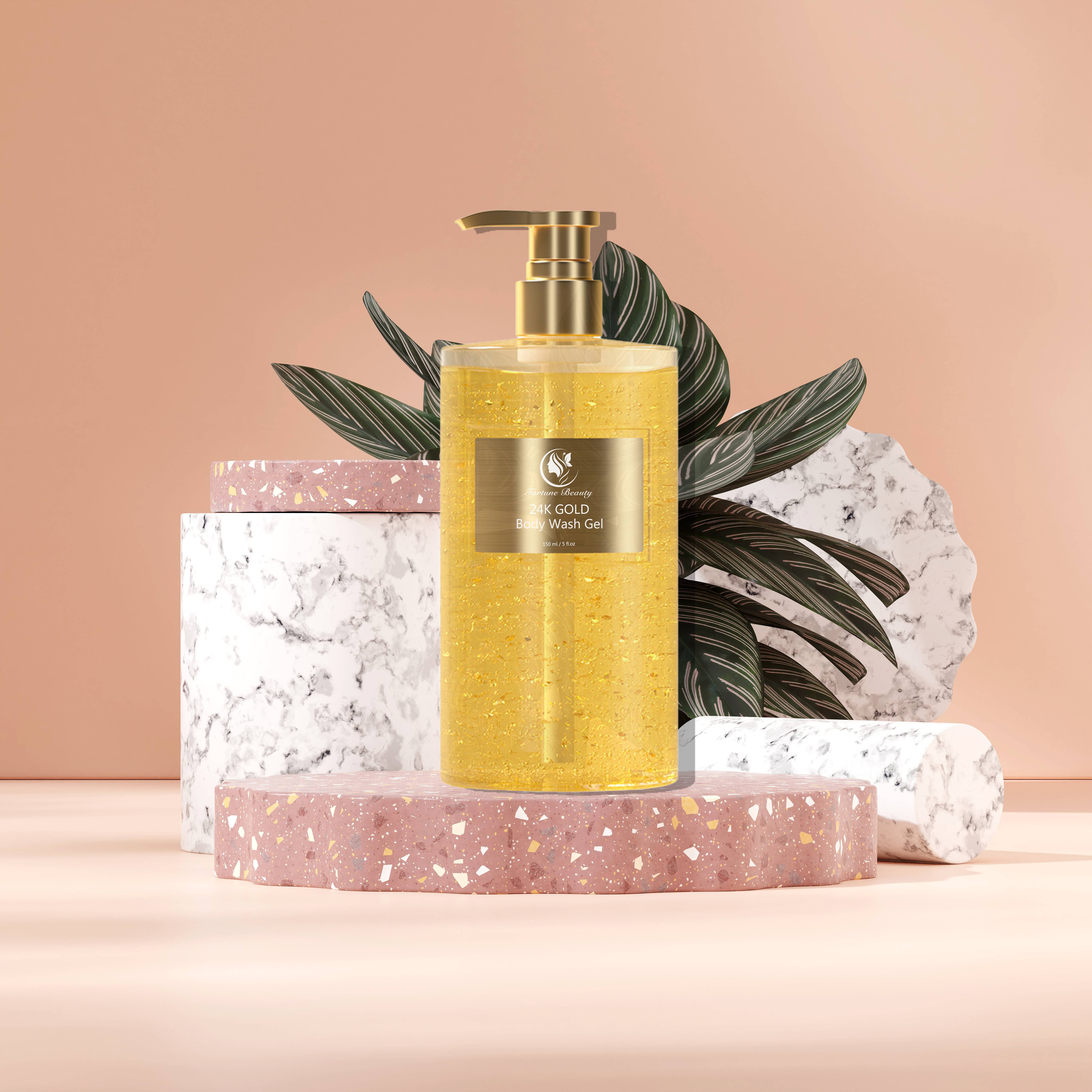 OEM Natural Camellia Hyaluronic Acid Amino Acid Body Wash Moisturizing Whitening Golden Luxury Shower Gel with your logo
