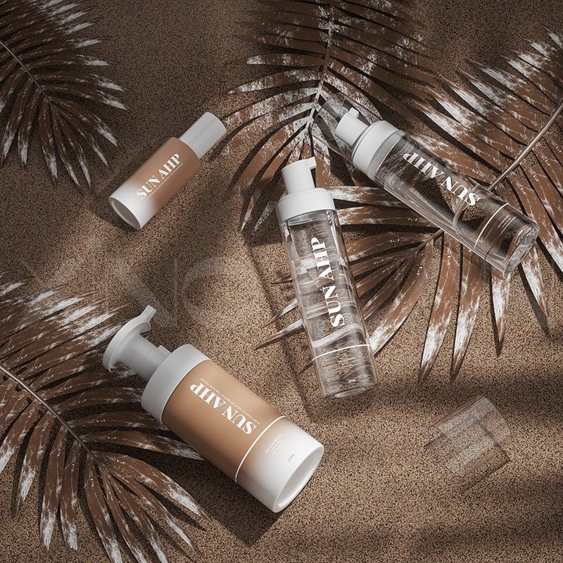 shower gel bottle mix color foaming soap pump liquid sunscreen sun-kissed tanning bronzing foaming soap dispenser bottle