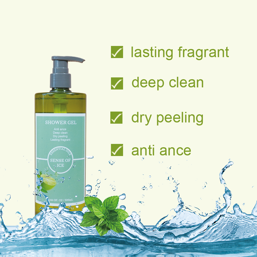OEM Factory lime mint refreshing bubble shower gel douche 500ml luxury liquid bath soap vegan fruit bodywash for men