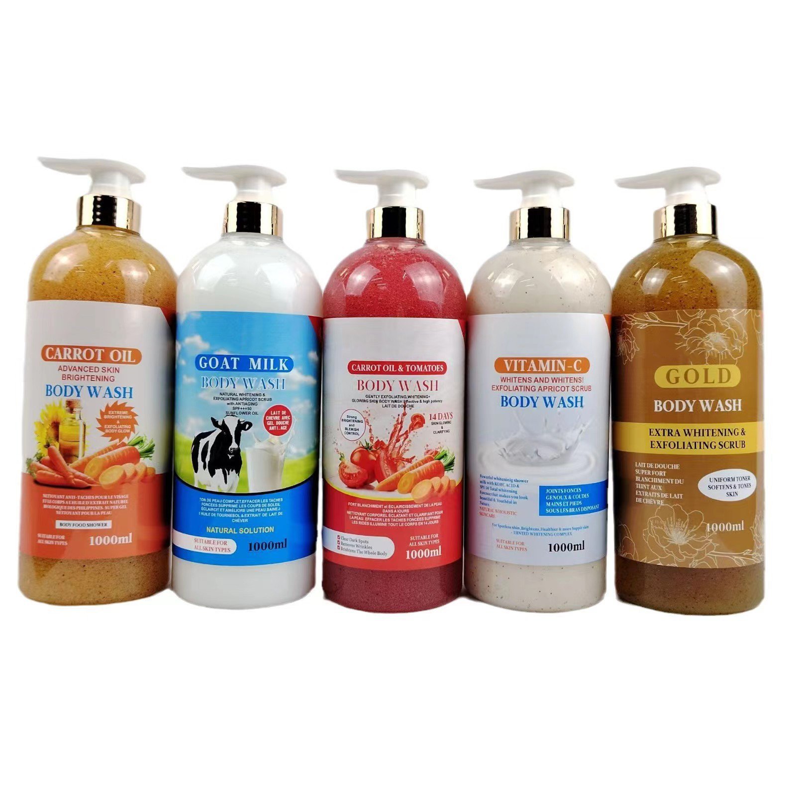 Private Label Organic Apricot Scrub Shower Gel Vitamin-C Infused Natural Exfoliating Lightening Whitening Body Wash Moisturizing