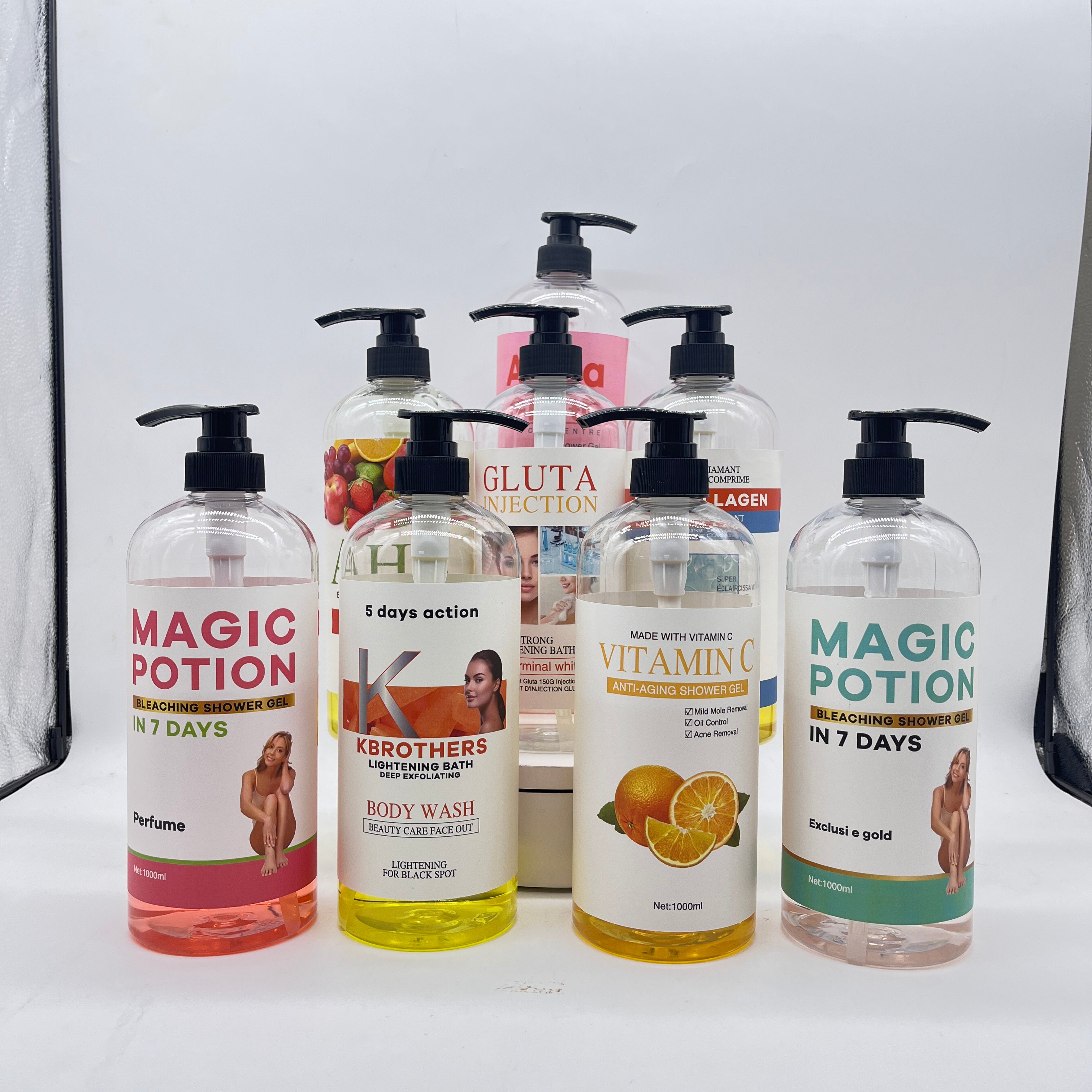 LERMO Custom Private Label Skin Smooth Goat Milk Whitening Magic Body Wash Whitening Shower Gels Scrub Shower Gel 1L