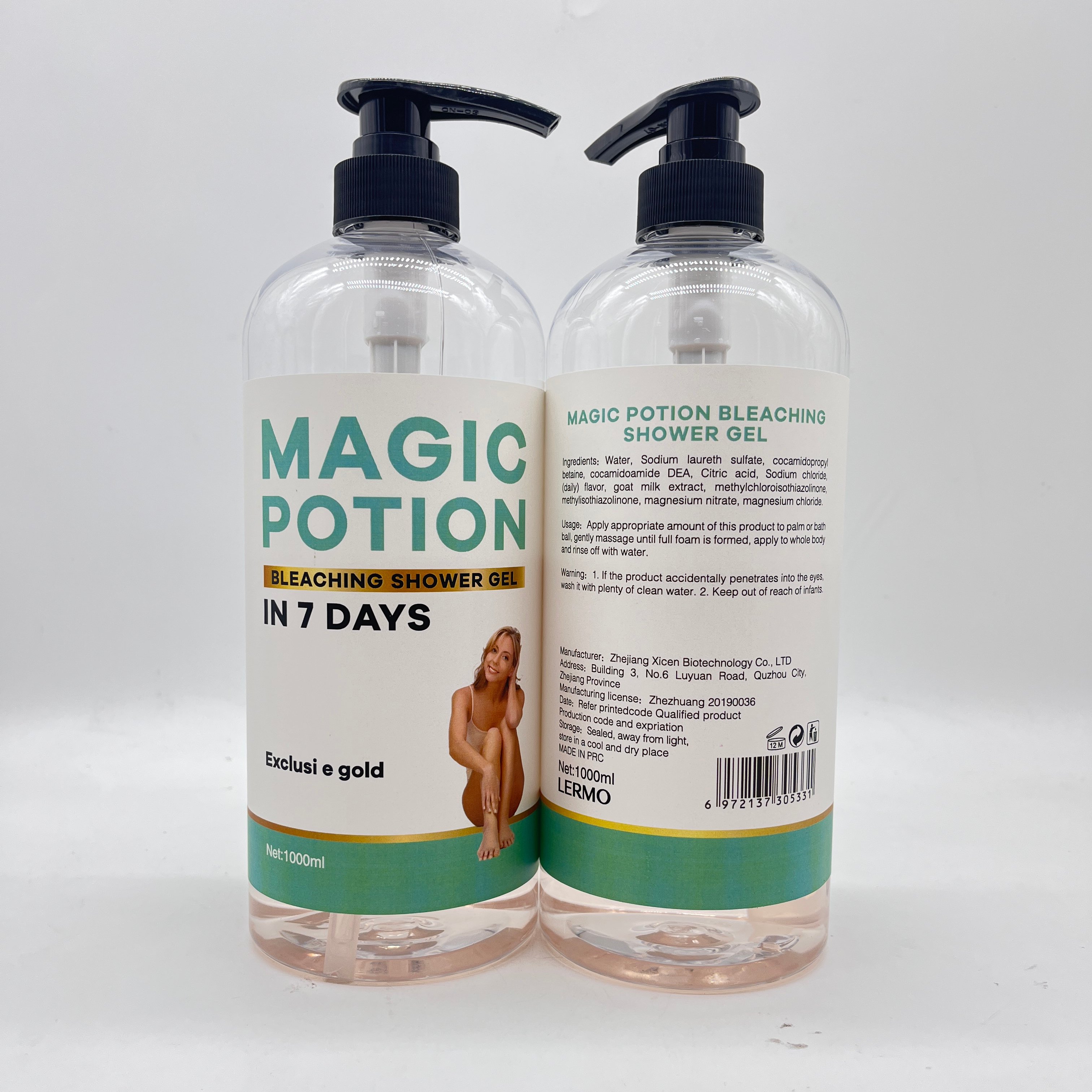 LERMO Custom Private Label Skin Smooth Goat Milk Whitening Magic Body Wash Whitening Shower Gels Scrub Shower Gel 1L