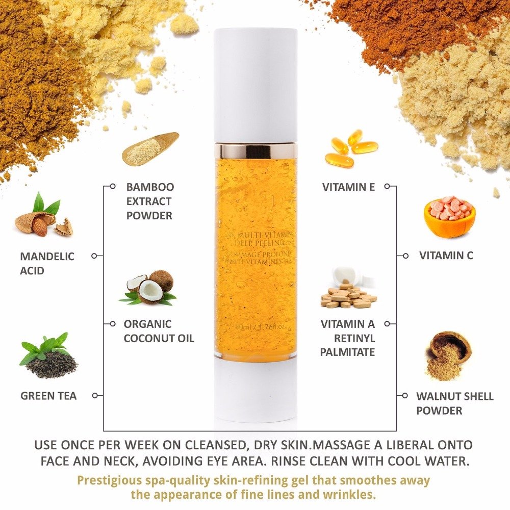 Private Label Dead Skin Removal Cream Skincare Peeling Gel Exfoliate Body Exfoliating Shower Gel 24K Gold Mulit-Vitamin Peeling