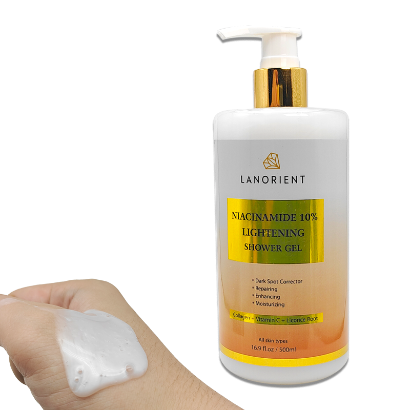 Private Label LANORIENT High Quality Body Wash Niacinamide Whitening Moisturizing Exfoliating Body Care Perfume Shower Gel