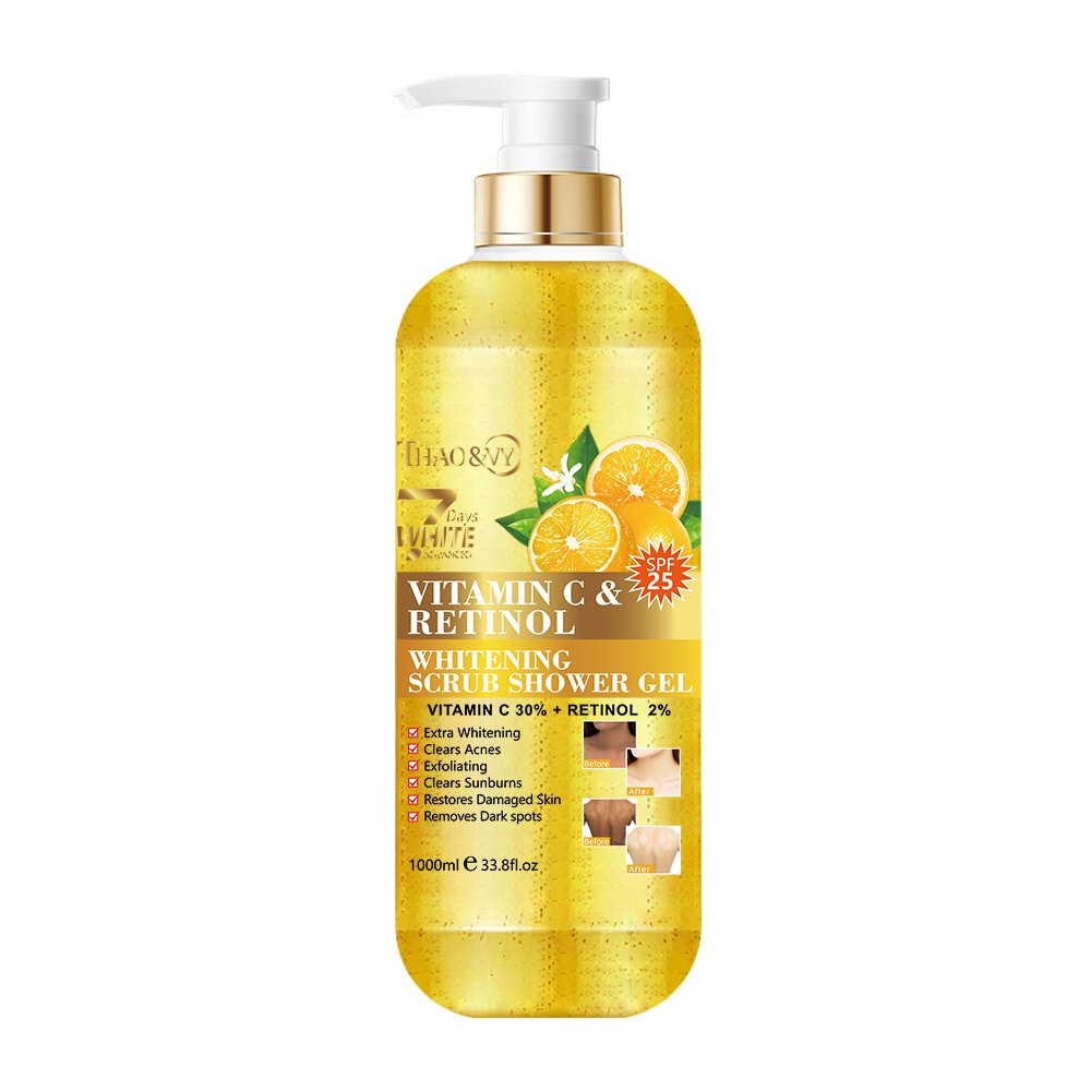 1000ml fragance vitamin c shower bath long lasting anti dark spots scrub gel kojic acid exfoliating rich foaming shower bath