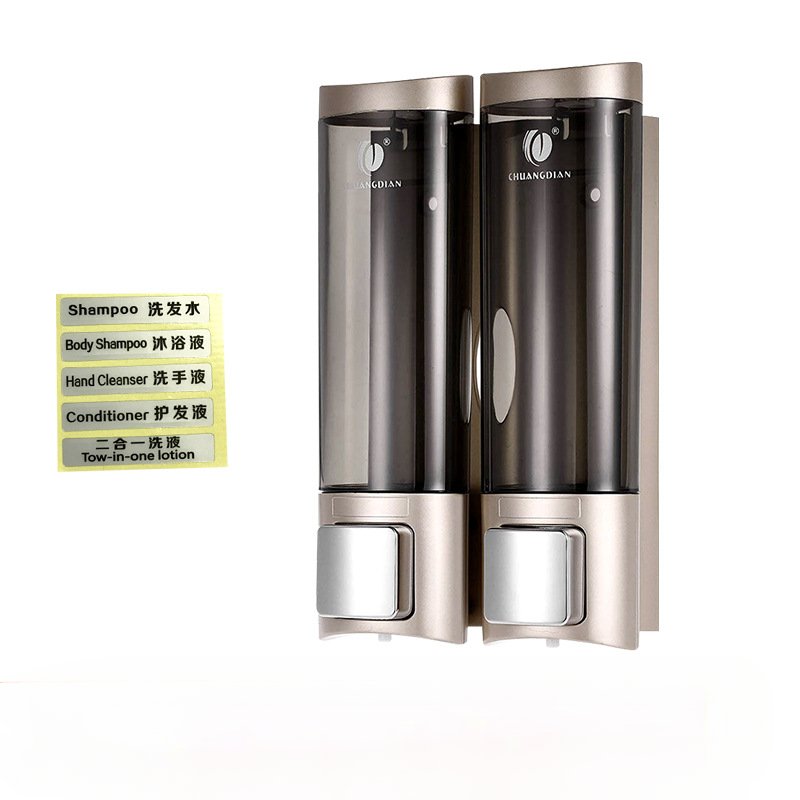 Customized Triple Liquid Hand Hotel Plastic Soap Dispenser Three Chamber Shampoo Shower Gel Lotion Bottle 2pcs/set