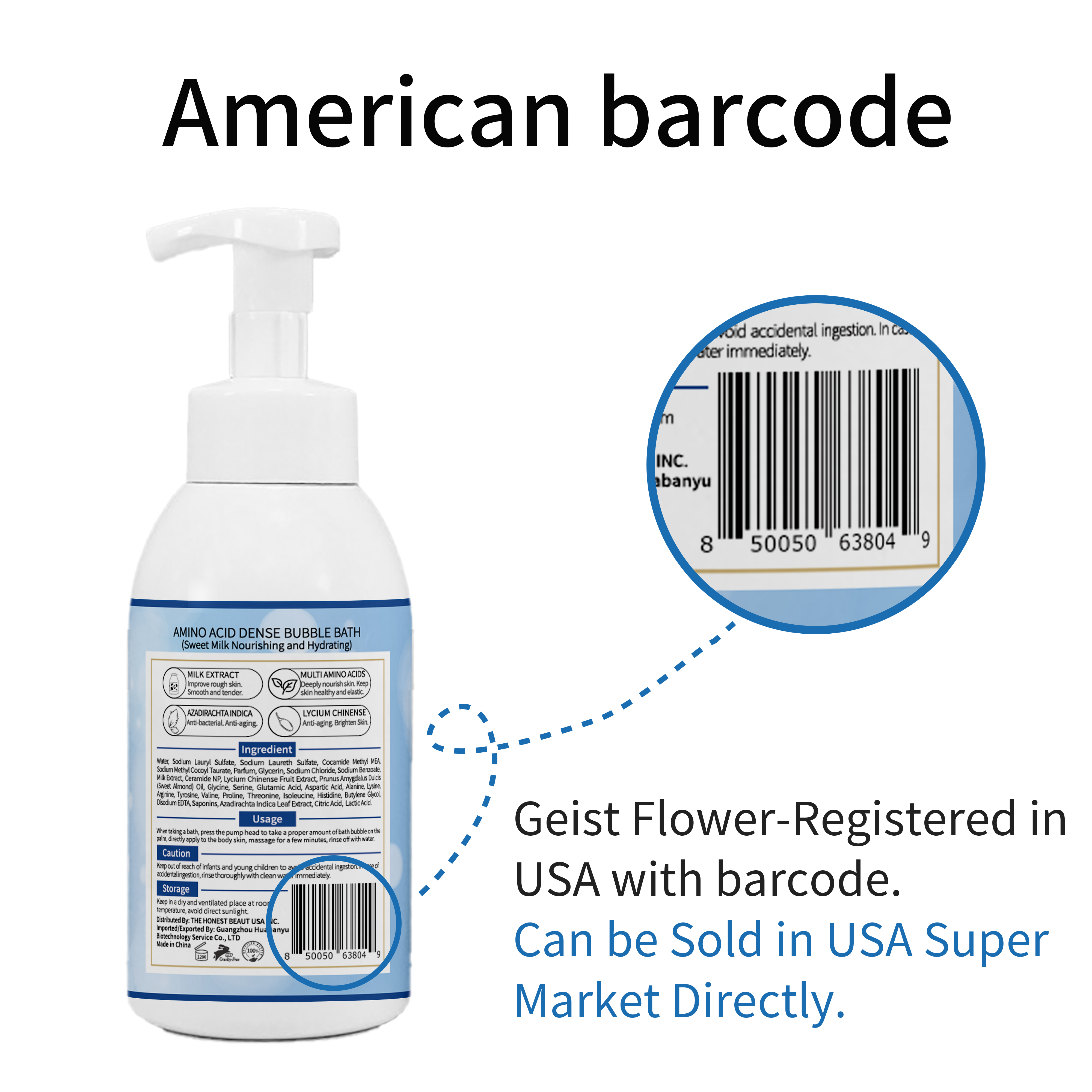 USA Brand GEIST FLOWER Amino Acid Dense Bubble Bath Hydrating and Milk Sweet Best Moisturizing Body Wash Shower Gel