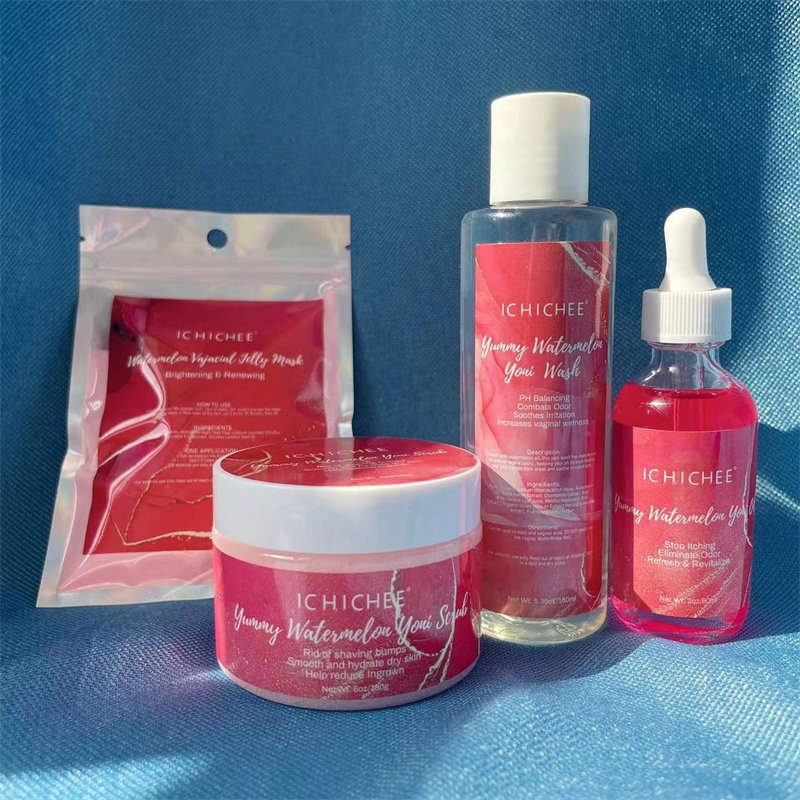 Private Label 100% Natural Feminine Care Products Set Watermelon Mist Yoni Wash gel And Yoni Soap Organic Spray For Women Health