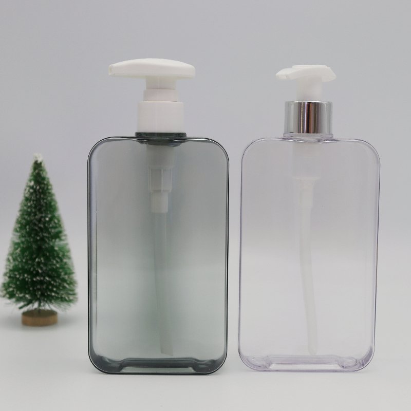 Factory 300ml Eco-friendly PETG Flat Square Shampoo Bottle Packaging Liquid Lotion Pump Container Shower Gel Cosmetic Plastic
