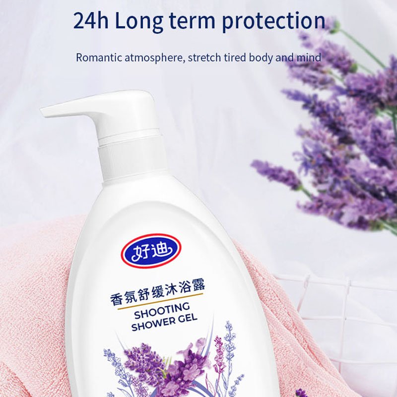 Wholesale private label 600ml lavender fragrance soothing shower gel plant extract moisturize body wash