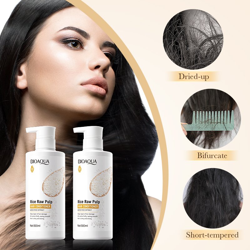 OEM BIOAQUA Organic Natural Rice Hair Shampoo And Conditioner Body Cleaning Skin Care Shower Gel Hair Care Products Bath Sets