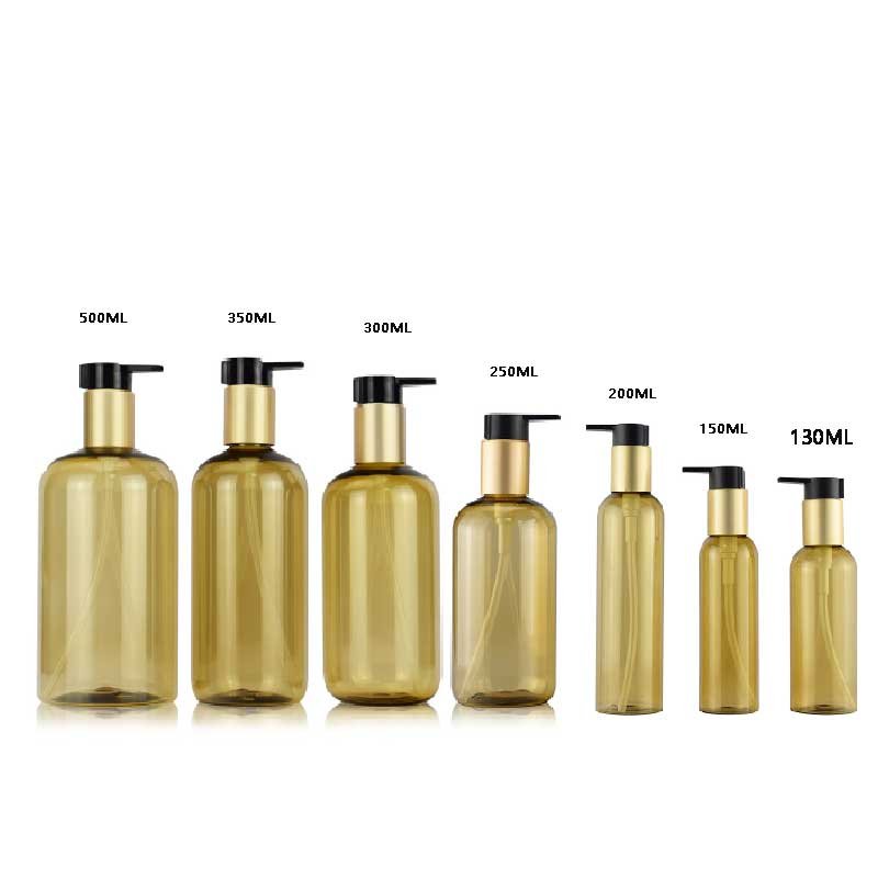 130ML 150ml 200ml 250ml 300ml 350ml 500ml 8 oz Empty Plastic Pet Gold Shampoo and conditioner Bottle with matte gold pump