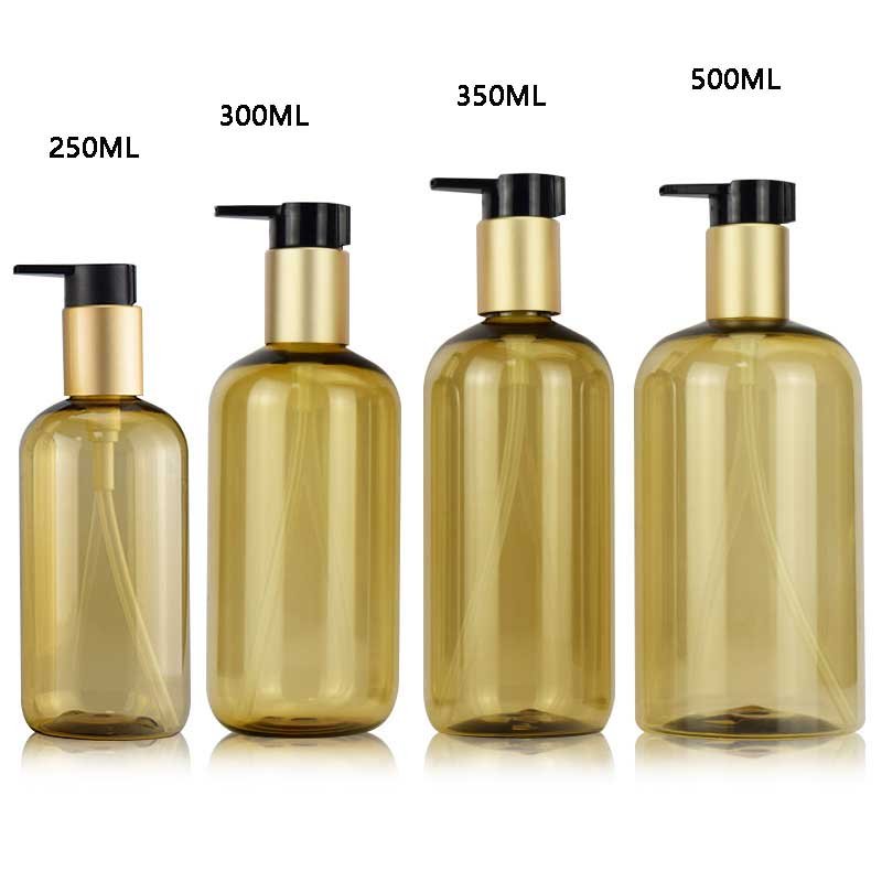 130ML 150ml 200ml 250ml 300ml 350ml 500ml 8 oz Empty Plastic Pet Gold Shampoo and conditioner Bottle with matte gold pump