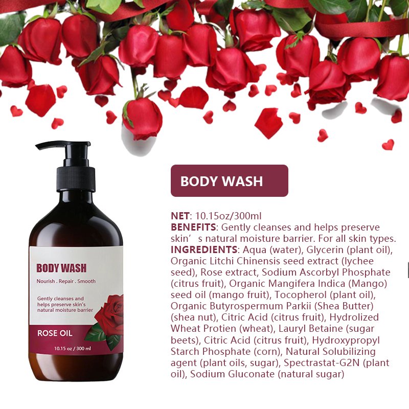 Customized 300ml Organic Essential Oil Soap Niacinamide Whitening Perfume Body Wash Shower Gel