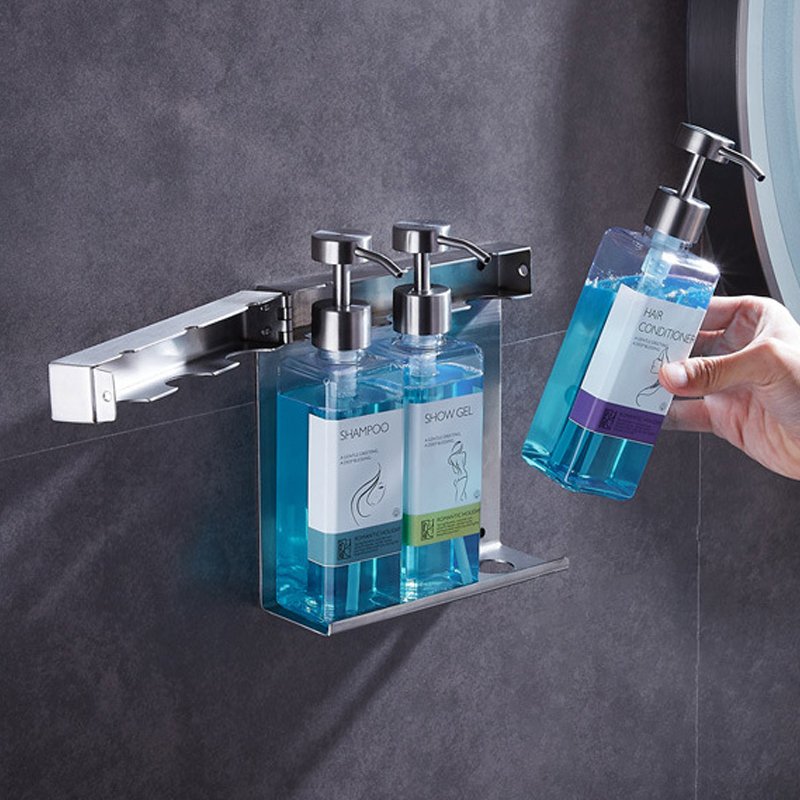 hotel Triple stainless steel shower soap dispenser holder wall mount shampoo dispenser Shower Gel Brackets with key lock