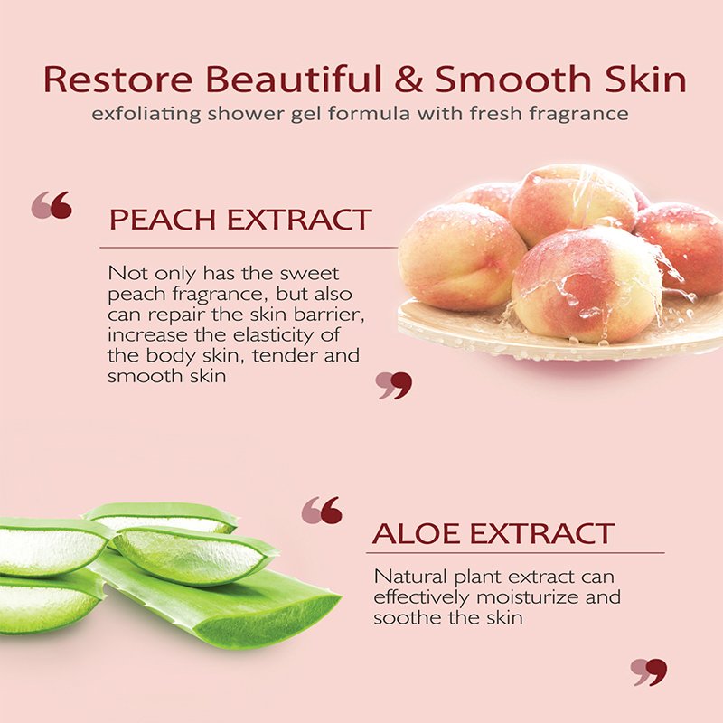 KOEC Peach Exfoliating Shower Gel Brightening Deep Clean Fragrance Body Wash 400g Stocking Wholesale