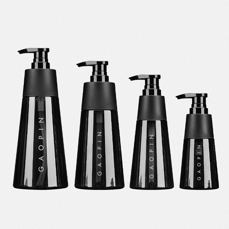 PCR shower gel packaging black lotion pump luxury 250ml 350ml 500ml 680ml PET shampoo and conditioner bottle