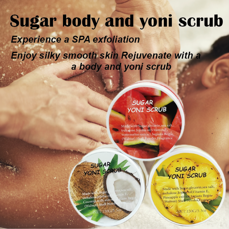 Customized 150g Coconut Milk Body Sugar Scrub Vegan Deep Cleaning Bath Product Lemon Shea Butter Vitamin C Herbal Strawberry OEM