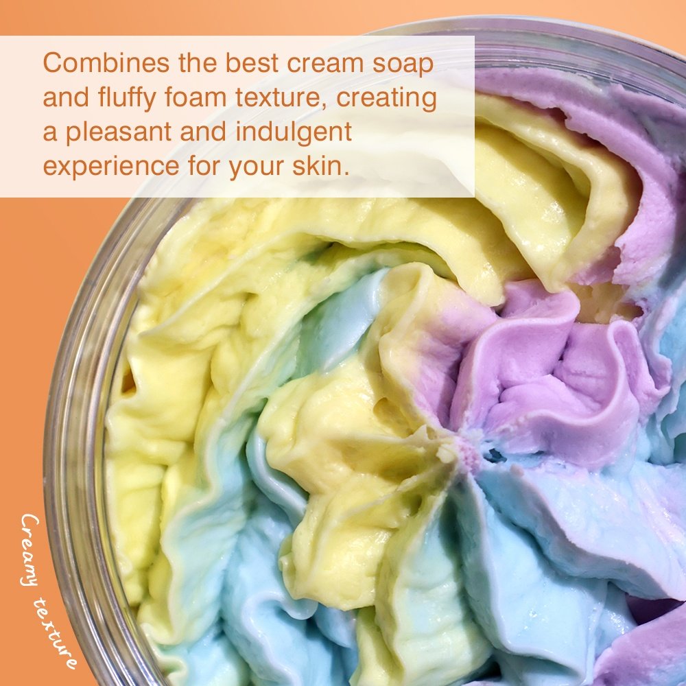 Wholesale Vegan Organic Body Scrub Rainbow Shower Gel Moisturizing Cleaning Bath Whipped Soap