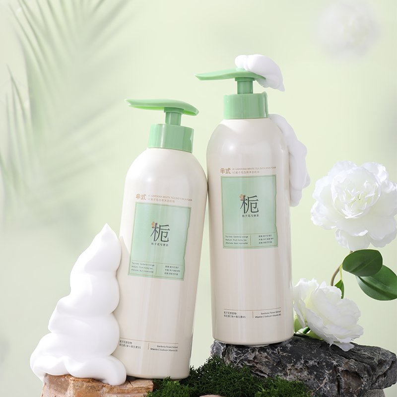 Private Label 500ml Organic Gardenia White Tea Bath Milk Foam Moisturizing Vitamin C Shower Gel