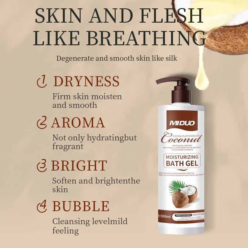 MIDUO OEM Wholesale 300ML 500ML Custom Whiten Lighten Vitamin C Kojic Acid Exfoliate Scented Moisture Body Wash Bath Shower Gel