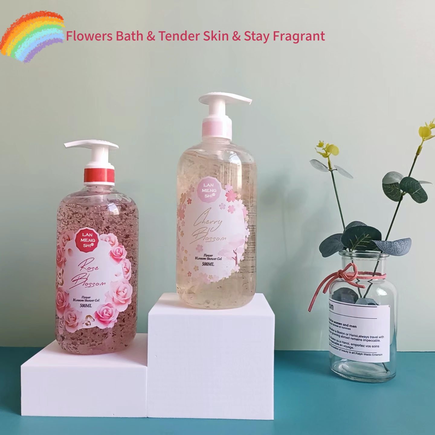 Make Your Logo Private Label Peony Rose Oil Flower Deep Clean Body Moisturizing Whitening Organic Natural Body Wash Shower Gel