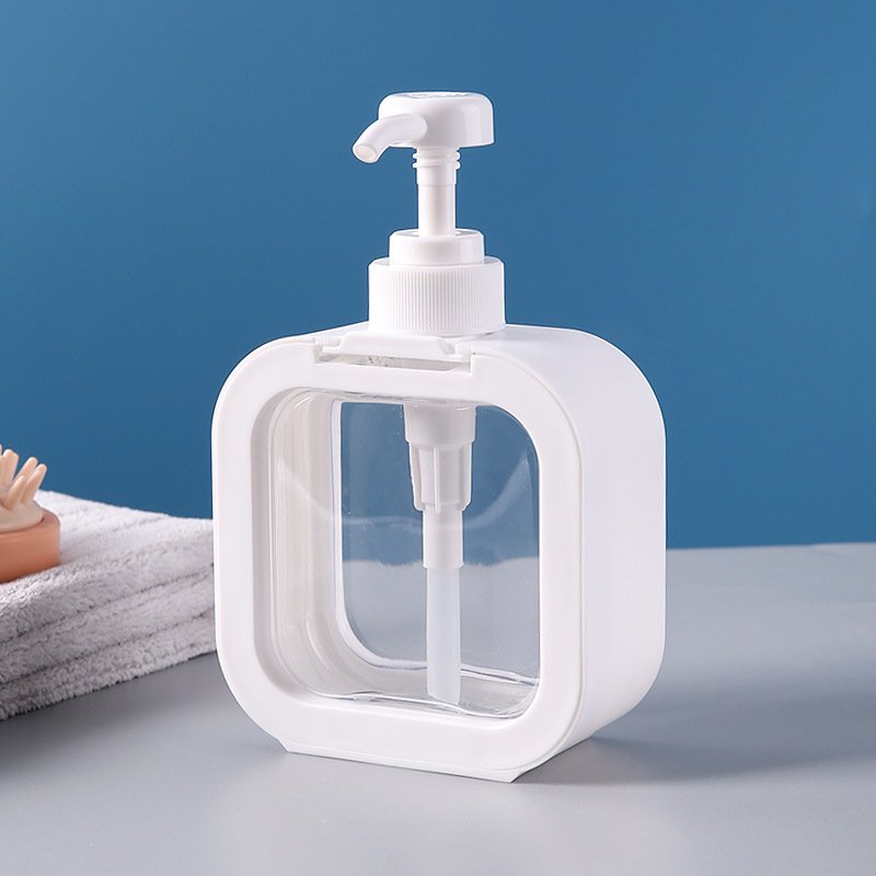 Wholesale 300ml 500ml refillable bath hand sanitizer dispenser container White shampoo square water shower gel plastic bottle