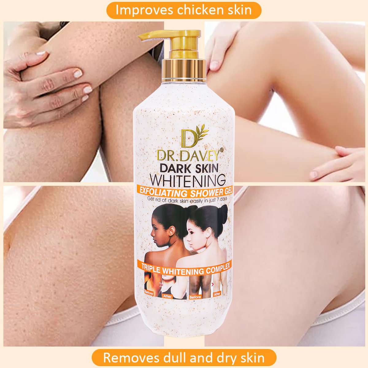 DR.DAVEY Scrub Body Wash Skin Lightening And Brightening Exfoliating Whitening Shower Gel