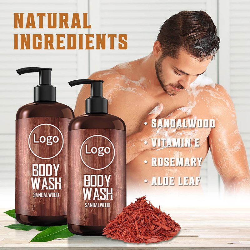 Custom Best Organic Aloe Vera Sandalwood Body Wash Men Spot Remover Exfoliating Whitening Shower Gel