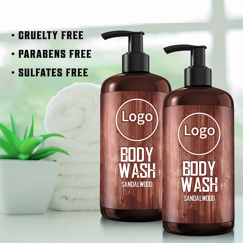 Custom Best Organic Aloe Vera Sandalwood Body Wash Men Spot Remover Exfoliating Whitening Shower Gel
