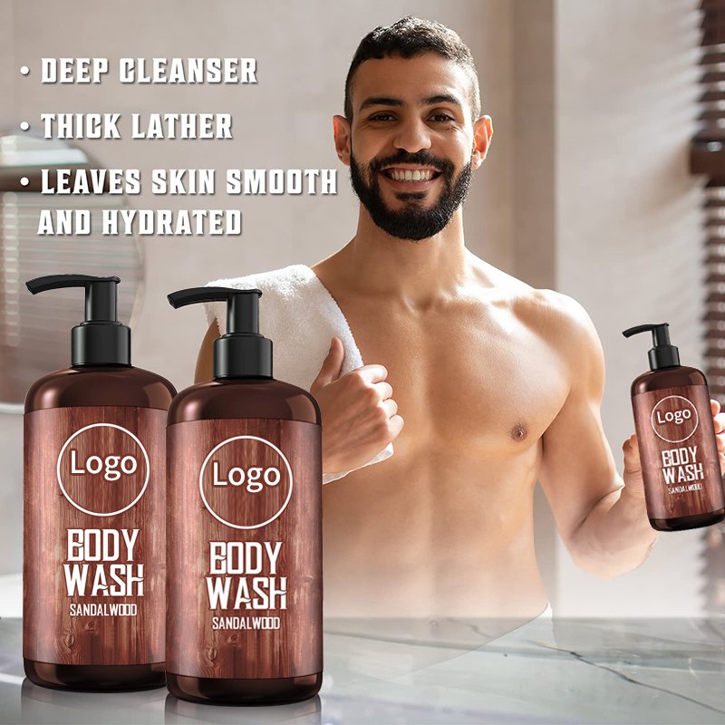 Custom Best Organic Aloe Vera Sandalwood Body Wash Men Spot Remover Exfoliating Whitening Shower Gel