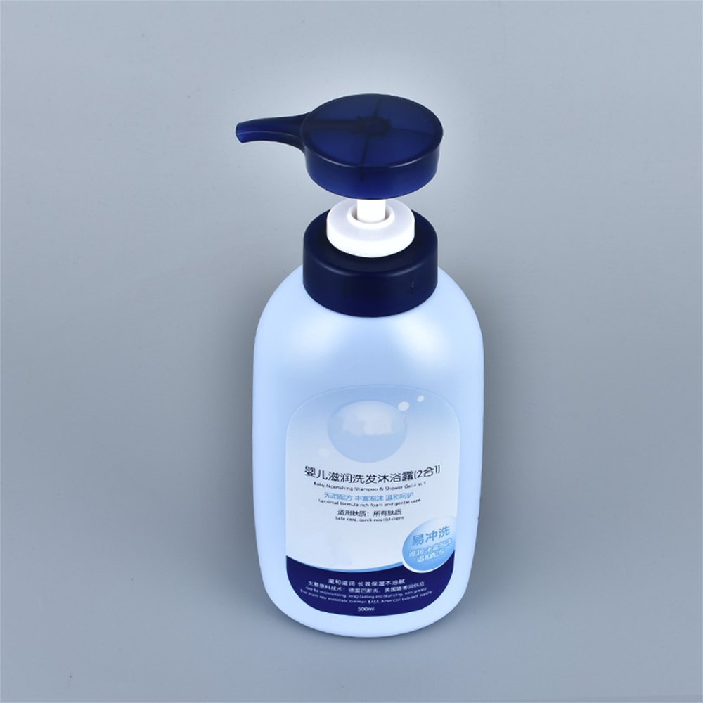 Blue PE Plastic 500ml Skincare Lotion Baby Shower Gel Shampoo Pump Bottle