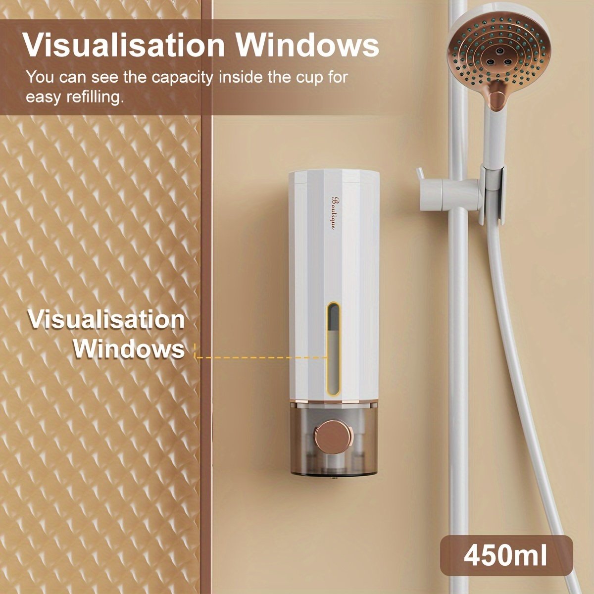 Visible Window Wall Mounted Soap Dispenser - Bathroom Accessories for Home Decor - Hand Push Shampoo Shower Gel Container