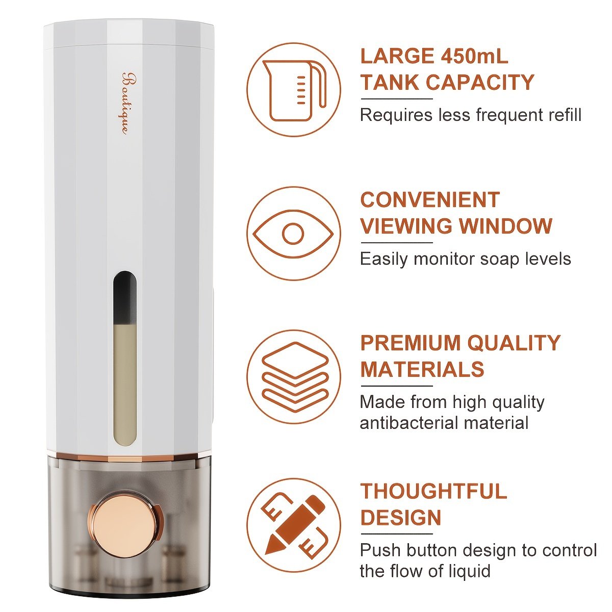 Visible Window Wall Mounted Soap Dispenser - Bathroom Accessories for Home Decor - Hand Push Shampoo Shower Gel Container
