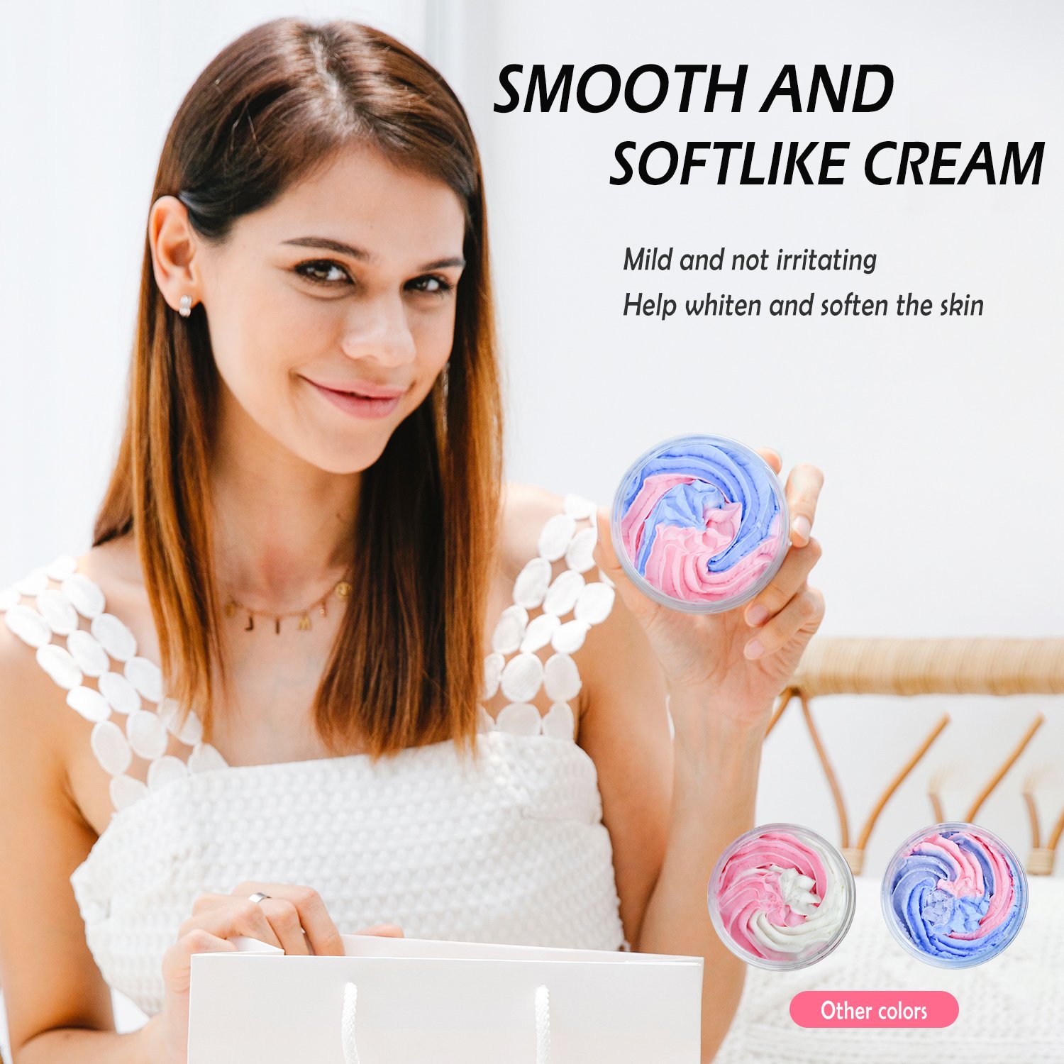 Custom Logo Cruelty-Free Natural Shea Butter Vegan Essential Body Care Wash Soap Bath Butter Cream Whipped Soap Scrub for Women