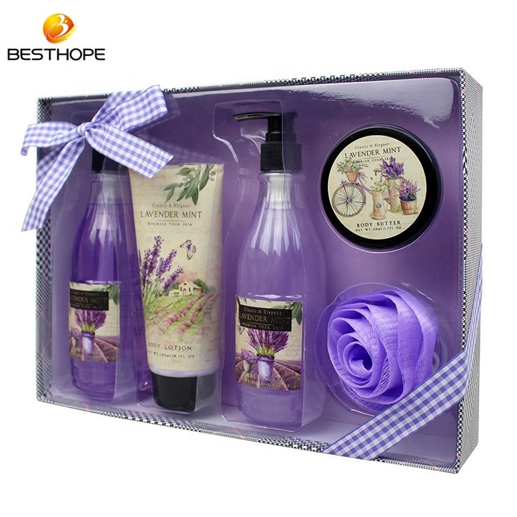 OEM ODM substantial bubbles lavender fragrant bath spa shower gel gift set