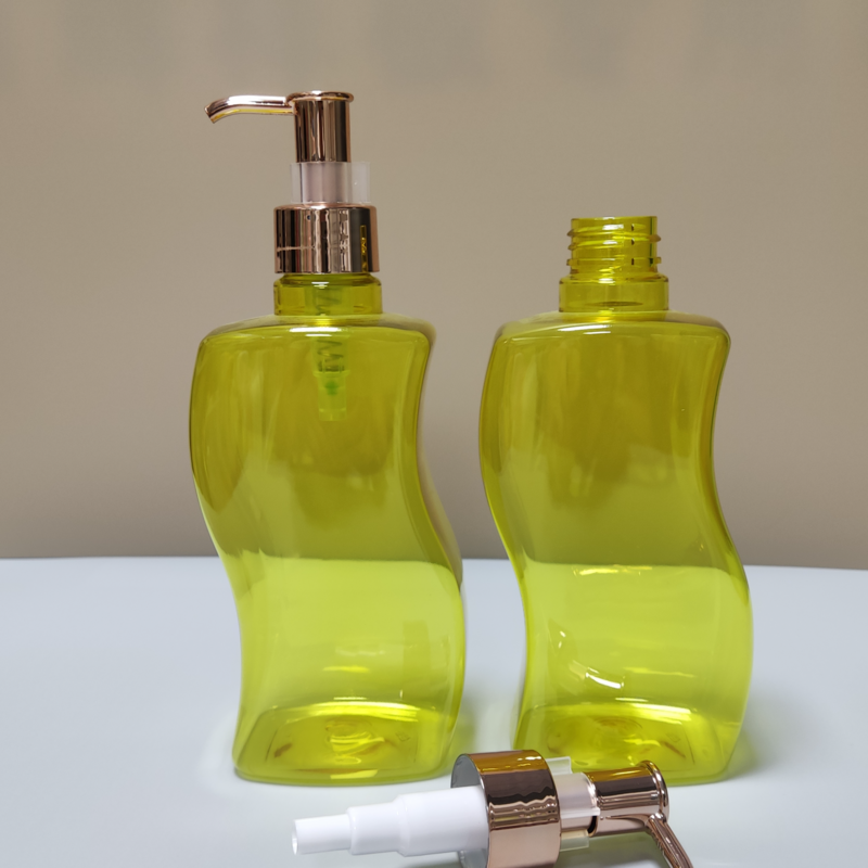 Custom Color Printed Plastic Empty Bottles 500ml unique Shape Cosmetic Shampoo Bottle Packaging