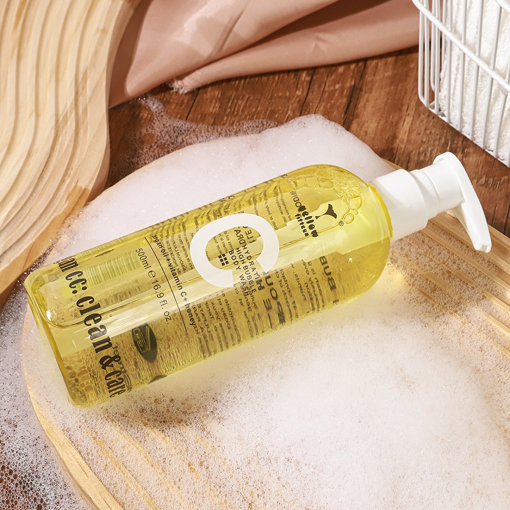 Customize European Quality Standard CPSR Fresh smell Argan Oil Honey Vitamin C Hydrating Bubble Rich Body Wash