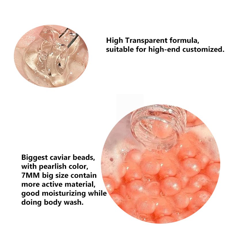 300ml Body Wash Gel Caviar Pearl Beads Whitening Skin Arbutin Lightening Body Shower Gel OEM Your LOGO