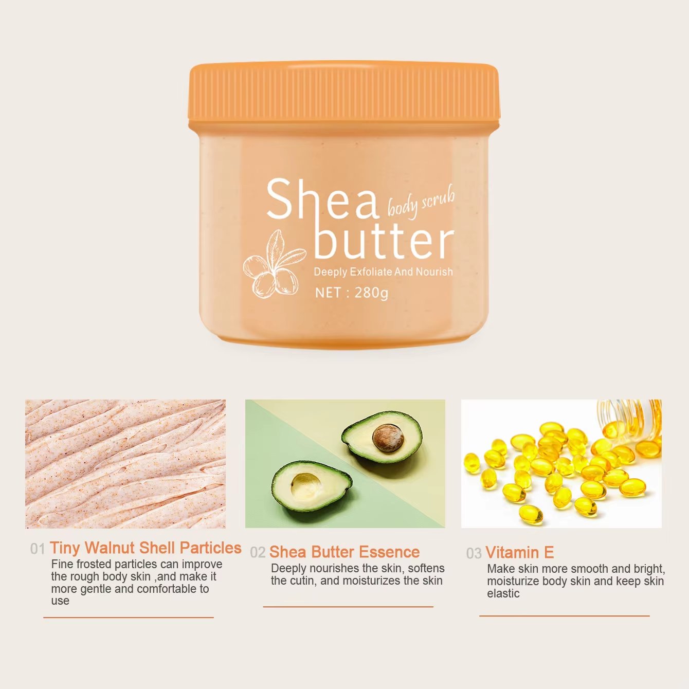 Private Label Natural Colorful Fruity Exfoliating Bath Body Scrub Shower Gel Moisturizing Shea Butter Whipped Soap