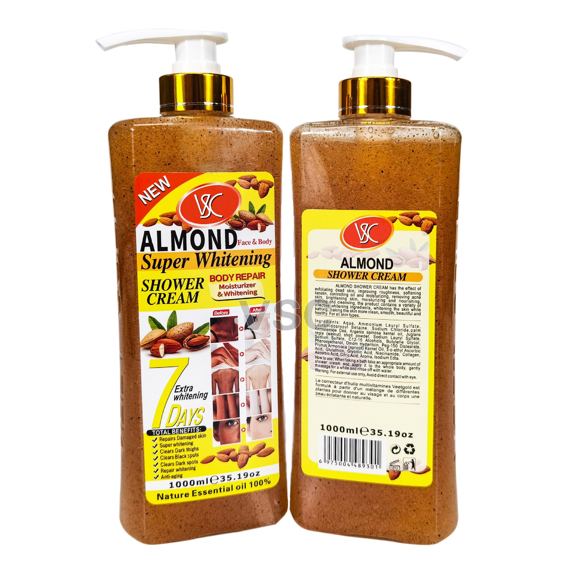 Natural Organic Whitening Shower Gel Turmeric Refresh Skin Hydrating Body Wash Exfoliating Scrub Lightening Soap