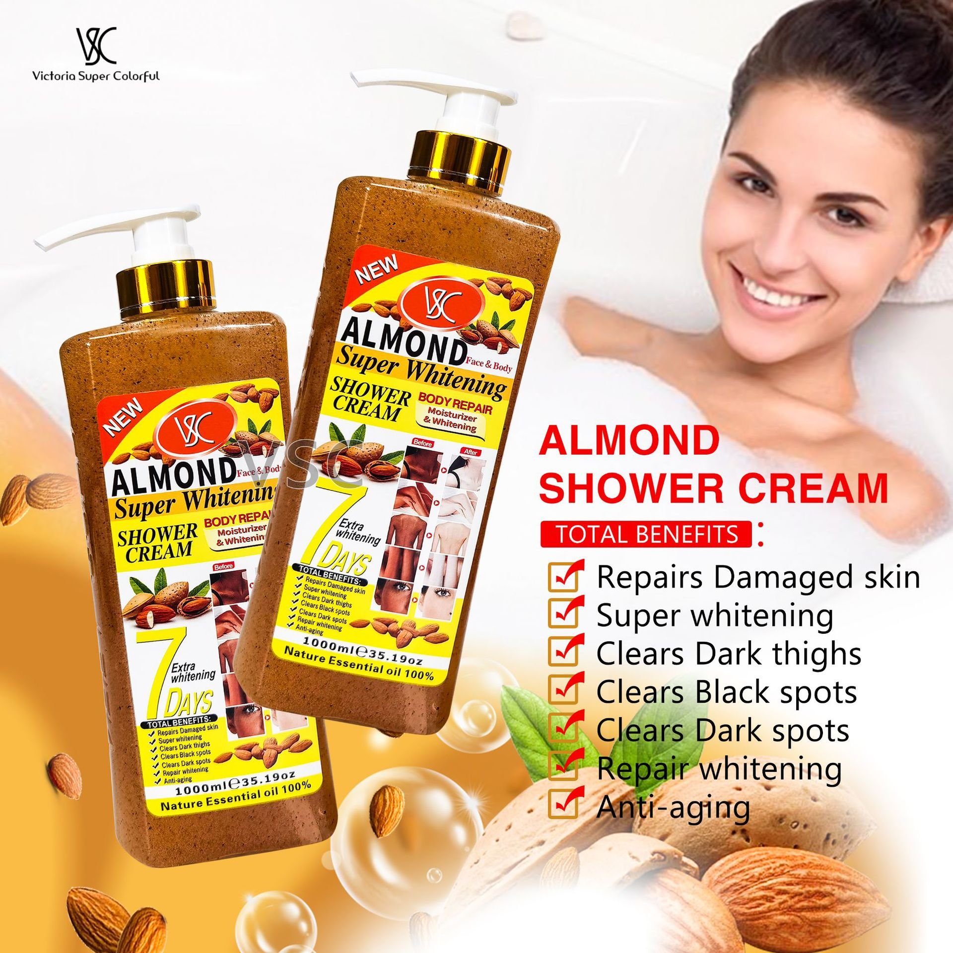 Natural Organic Whitening Shower Gel Turmeric Refresh Skin Hydrating Body Wash Exfoliating Scrub Lightening Soap