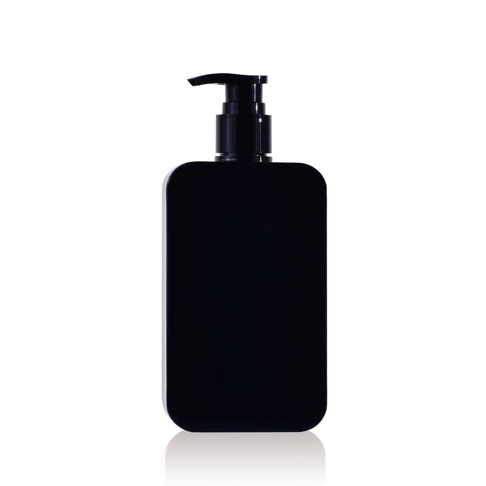luxury 200ml 300ml 400ml empty flat square white PETG plastic cosmetic pump lotion body wash shampoo bottles