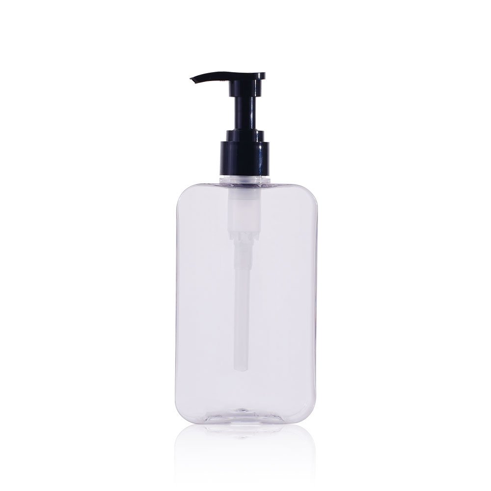 luxury 200ml 300ml 400ml empty flat square white PETG plastic cosmetic pump lotion body wash shampoo bottles