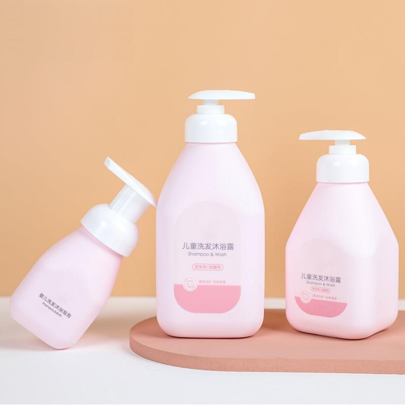 Plastic Bottles Wholesale 250ml 330ml Plastic PE Baby Shower Gel Custom Cosmetic Pump Lotion Empty Shampoo Bottles