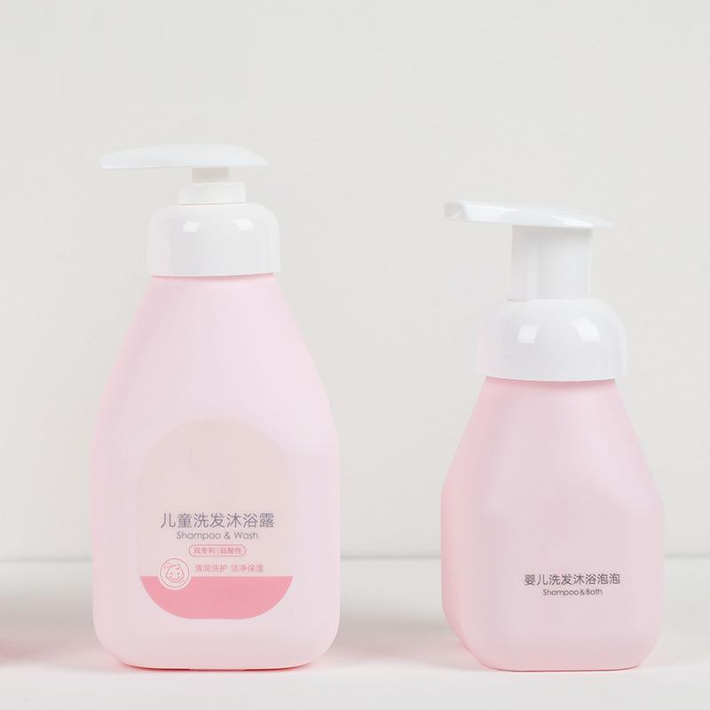 Plastic Bottles Wholesale 250ml 330ml Plastic PE Baby Shower Gel Custom Cosmetic Pump Lotion Empty Shampoo Bottles
