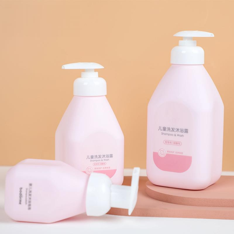 Plastic Bottles Wholesale 250ml 330ml Plastic PE Baby Shower Gel Custom Cosmetic Pump Lotion Empty Shampoo Bottles